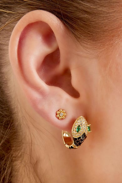 Snake earrings with zircon stones Pink Copper h5 Picture3